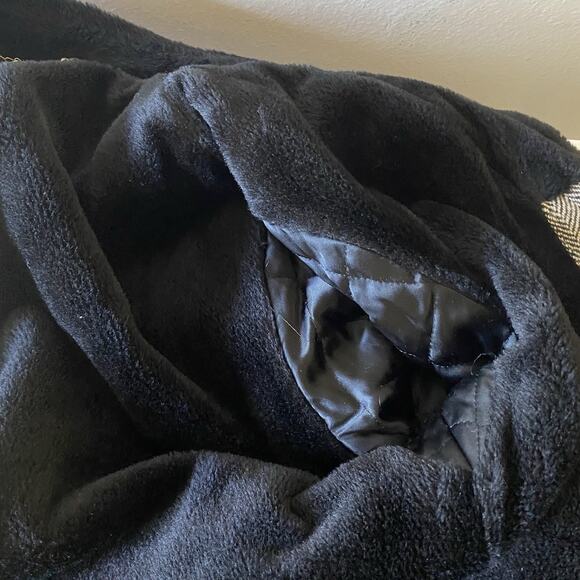 Zero King 100% Virgin Wool Coat 44L | Herringbone Faux Fur Collar Vintage - Picture 9 of 10